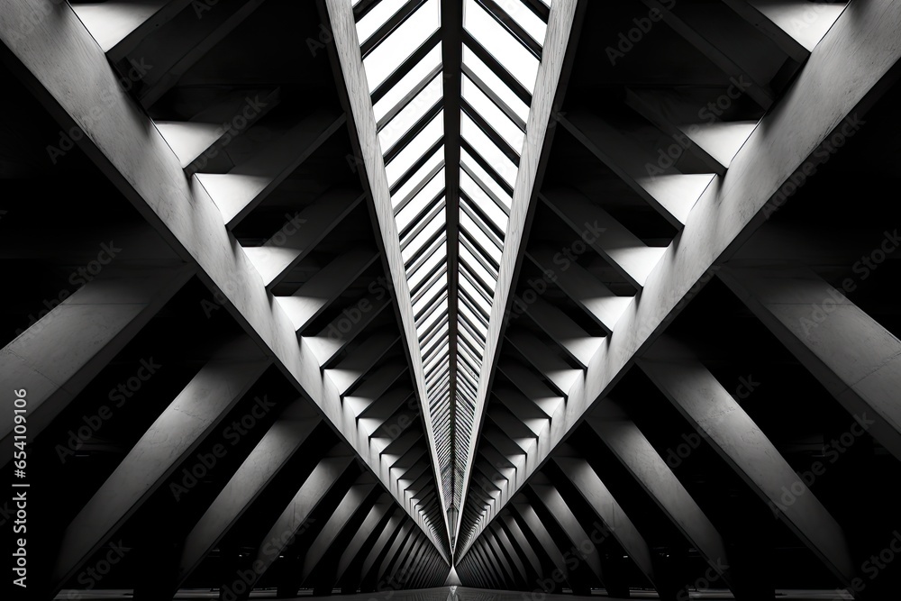 Abstract architecture symmetrical lines and shapes - obrazy, fototapety, plakaty 