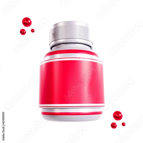 3D Medication Bottle Icon (PNG) This 3D icon showcases a medication bottle, offering a visual representation of pharmaceuticals and healthcare. Ideal for medical and healthcare-related designs, drugst