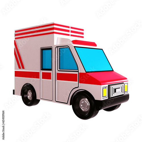 3D Ambulance Icon (PNG) This 3D icon depicts an ambulance, providing a visual representation of emergency medical services and healthcare transport. Ideal for medical and healthcare-related designs,