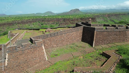 Cidade Velha Sao Filipe Royal Fortress Aerial View. The oldest city in the Republic of Cape Verde. The Republic of Cape Verde is an island country in the Atlantic Ocean. Africa.