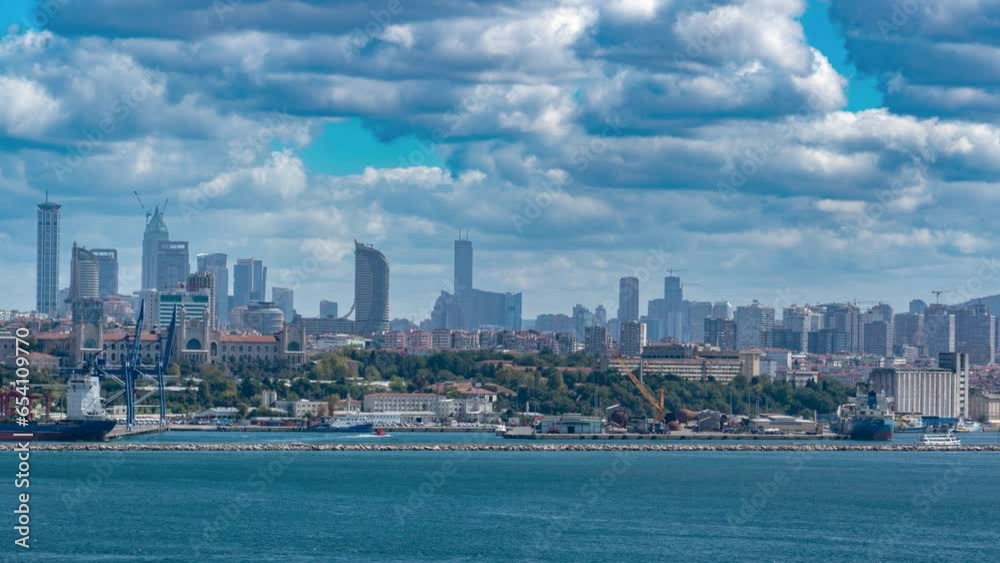 A Timelapse of Boats Navigating the Bosphorus Strait Against the Backdrop of Istanbul’s Skyline A Timelapse of Boats Navigating the Bosphorus Strait Against the Backdrop of Istanbul’s Skyline