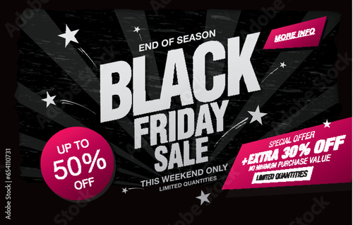 black friday sale banner layout design, vector ilustration