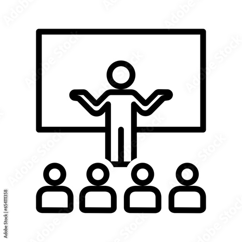 Black line icon for Seminar