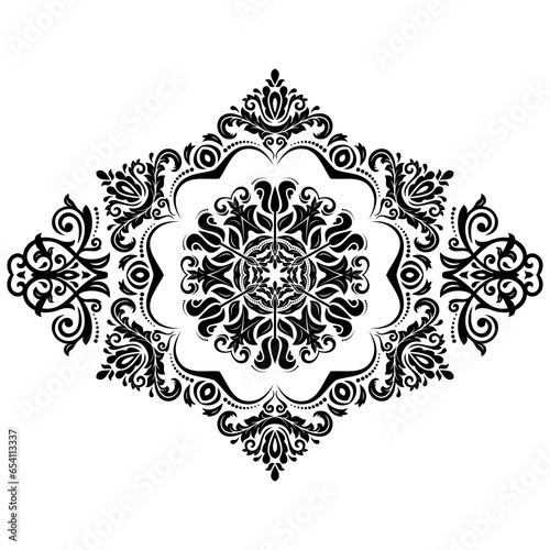 Elegant vintage vector ornament in classic style. Abstract black and white traditional ornament with oriental elements. Classic vintage pattern