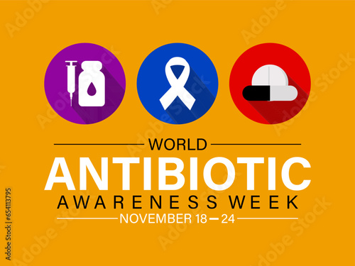World Antibiotic Awareness Week vector icon illustration. Background, banner, card, poster, template. Vector illustration.