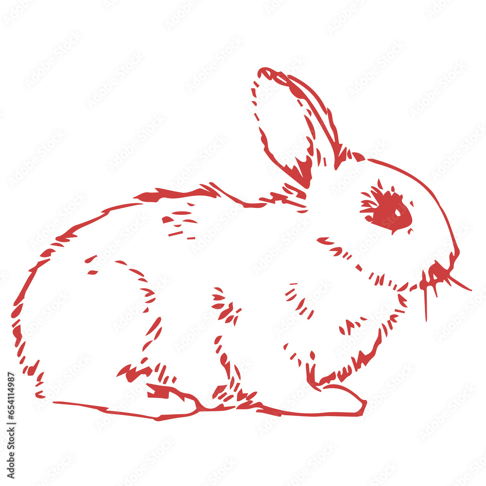 Naklejka premium Digital png illustration of red rabbit on transparent background