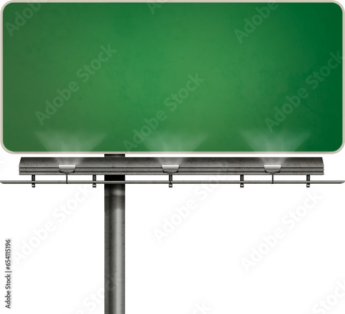 Digital png illustration of green billboard with copy space on transparent background