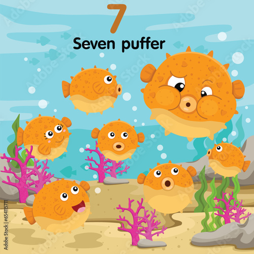 Illustrator of number seven puffer 