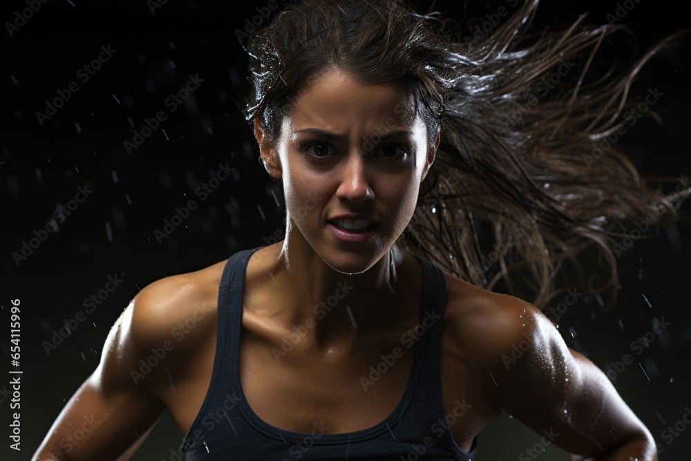 Woman in sports clothes running on a treadmill at the gym. Strong athlete, female runner. Runner concept with copy space. Woman in sports clothes running on a treadmill at the gym. Strong athlete, female runner. Runner concept with copy space.