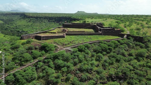 Cidade Velha Sao Filipe Royal Fortress Aerial View. The oldest city in the Republic of Cape Verde. The Republic of Cape Verde is an island country in the Atlantic Ocean. Africa.