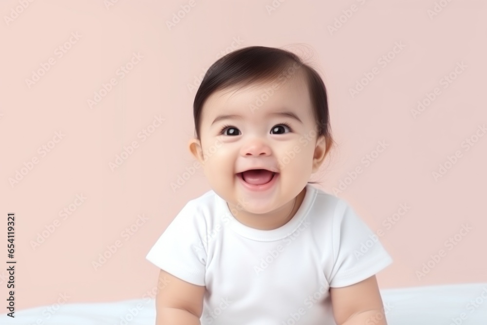 Close-up portrait of Cute little girl child happy on pastel background with copyspace area. Close-up portrait of Cute little girl child happy on pastel background with copyspace area.