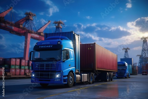  Logistics import export and cargo transportation industry concept of Container. Logistics by container truck