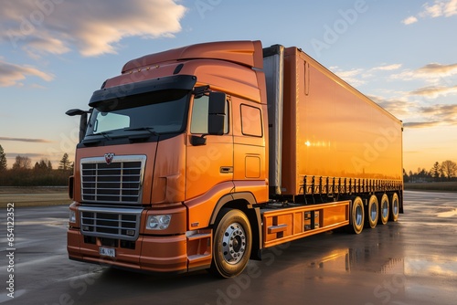  Logistics import export and cargo transportation industry concept of Container. Logistics by container truck