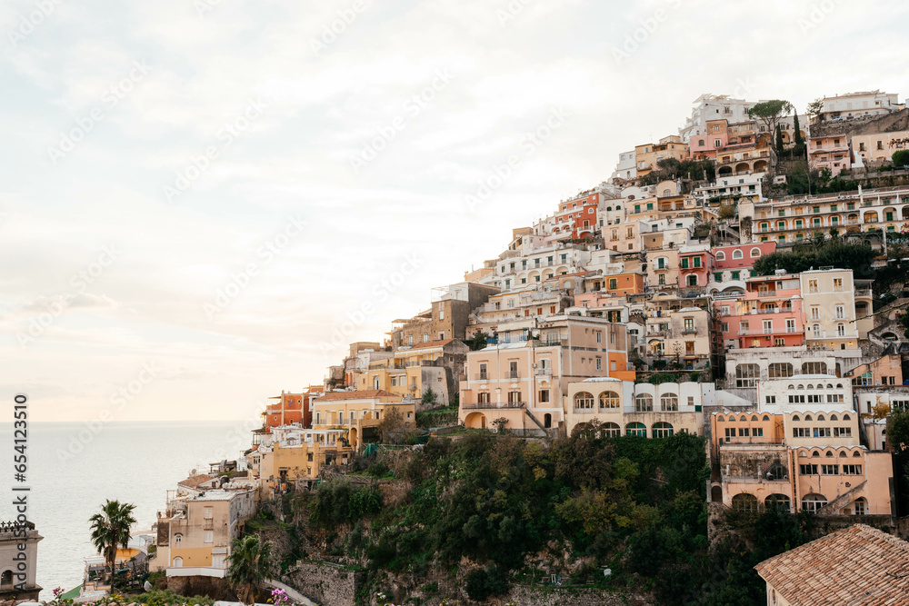view from above at Positano city in summer