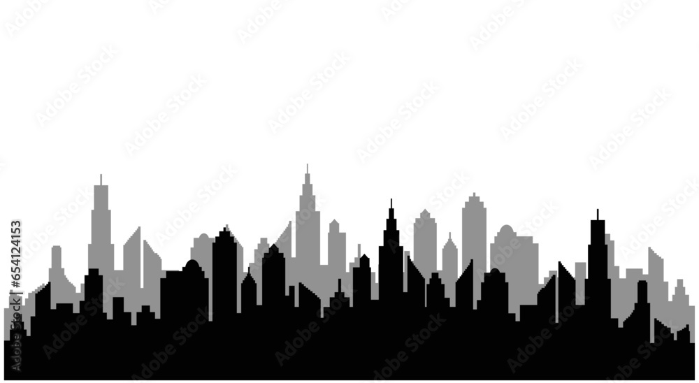 Silhouette of the city. Panoramic city. Town. Vector
