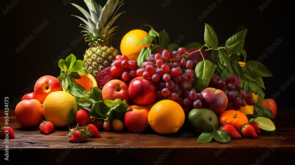 A bunch of fruit sitting on top of a counter top
