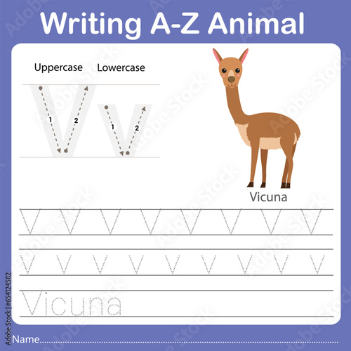 Illustrator of writing a-z animal vicuna