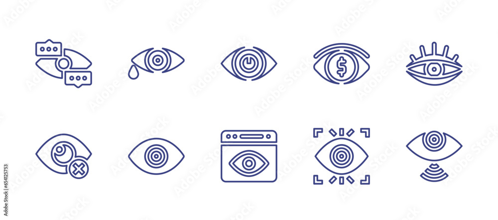 Eye line icon set. Editable stroke. Vector illustration. Containing eye, closed eyes, eyes.