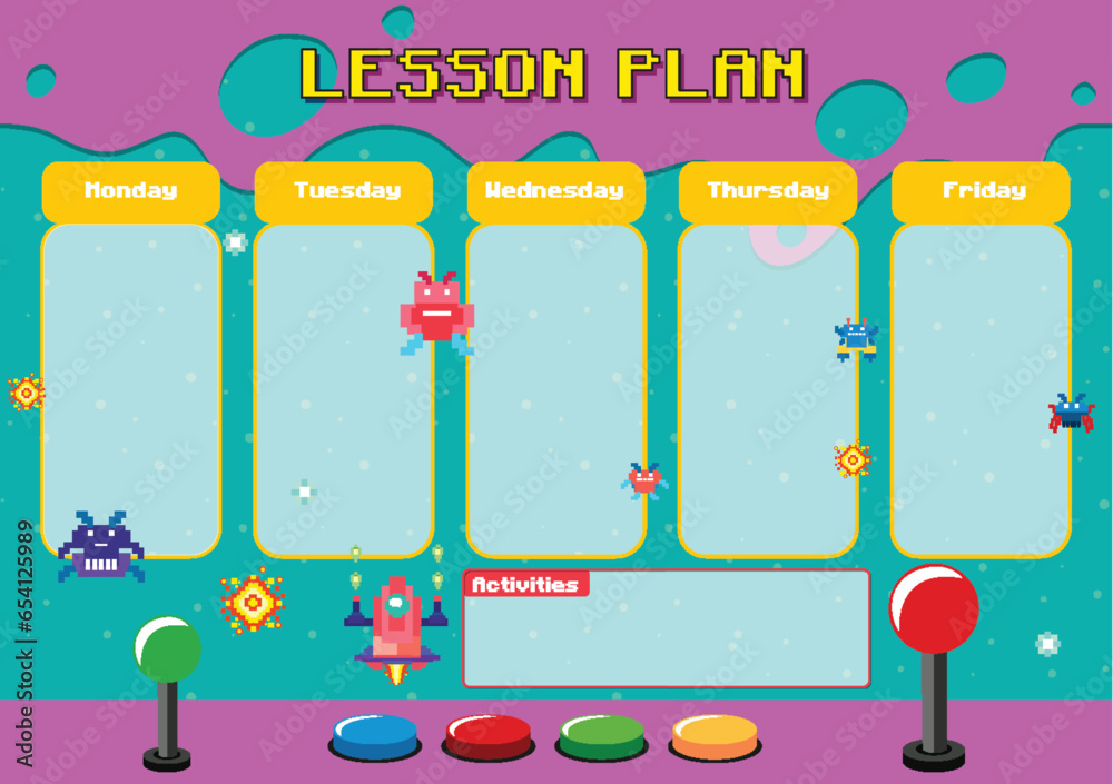Cute Lesson Plan: Monday to Friday for Children Stock Vector | Adobe Stock