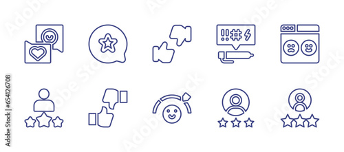 Feedback line icon set. Editable stroke. Vector illustration. Containing feedback, best employee, evaluate, satisfied, rating, rate.
