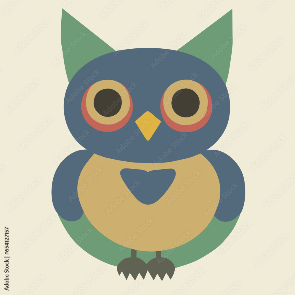 Owl, simple vector, flat style, no shadow, vector style, icon.