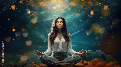 Woman doing meditation or yoga