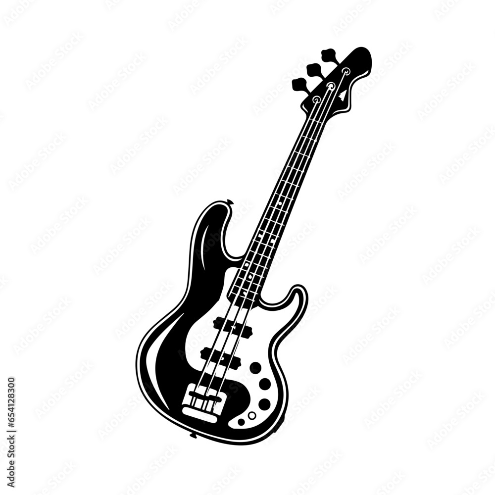 Bass Guitar Logo Monochrome Design Style Stock Vector Adobe Stock