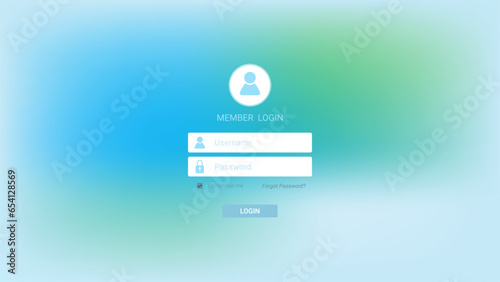 Member login interface size FHD screen 16:9, sign in web template for your website page or applications, vector on blurred background