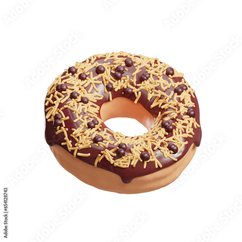 Donut 3D illustration of food, bakery