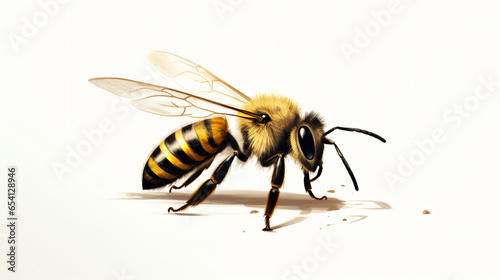 A drawing of a bee on a white background