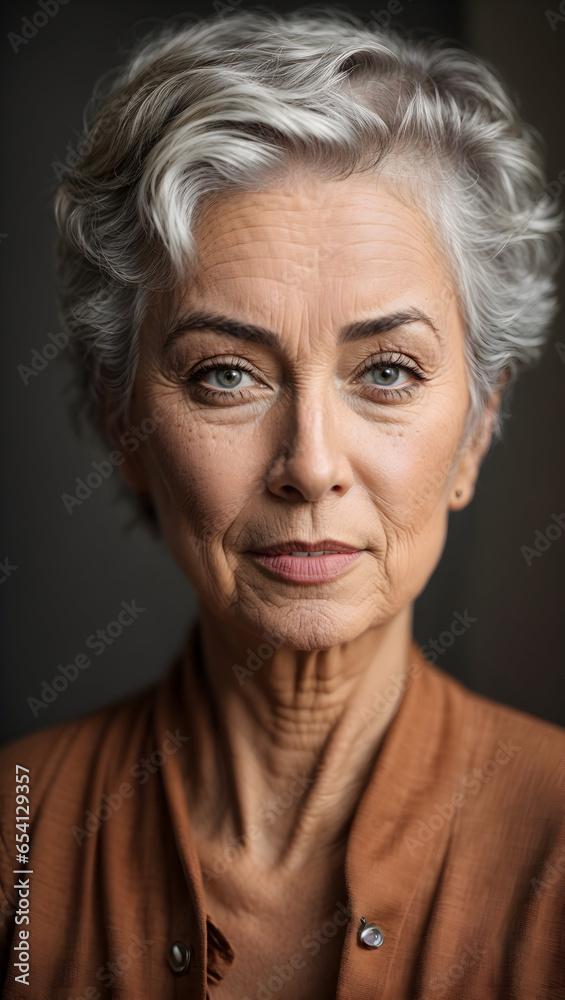 beauty gorgeous 60s mid age beautiful elderly senior model woman with short grey hair.Mature old lady close up portrait. Healthy face skin care beauty, skincare cosmetics beauty gorgeous 60s mid age beautiful elderly senior model woman with short grey hair.Mature old lady close up portrait. Healthy face skin care beauty, skincare cosmetics