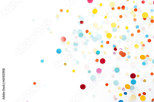 Colorful paper confetti on a white