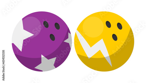Bowling balls with stars and thunderbolt vector