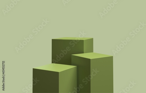 3D background with products podium, arch shape and green leaf. Minimal wall scene mockup product stage showcase, promotion display. Abstract vector geometric forms.