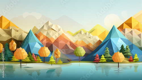 A illustration of mountain and tree