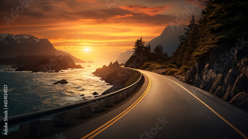 A long road next to the ocean