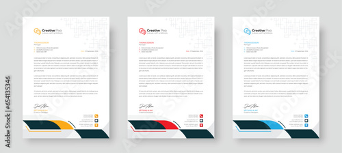 Modern letterhead design template with color variation bundle. Creative letterhead design template for your business. Abstract letterhead design template.