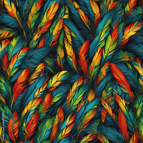 colorful feathers seamless pattern
