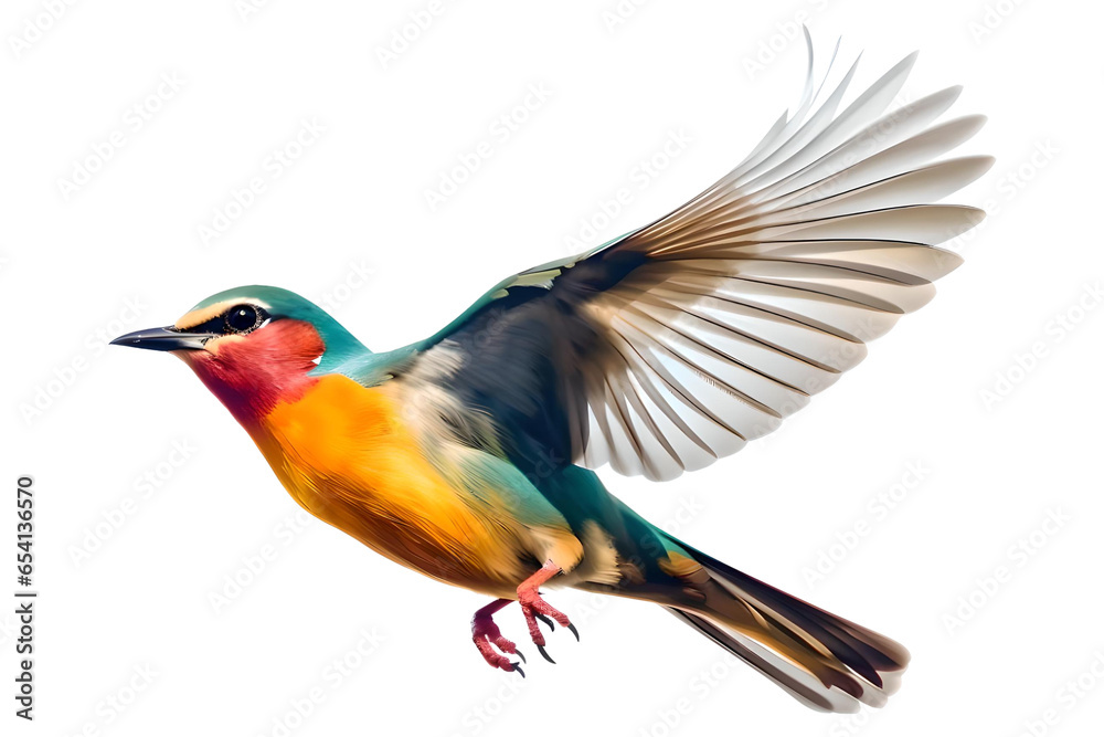 Cute Vivid Flying Bird Isolated On Transparent Background, Generative AI