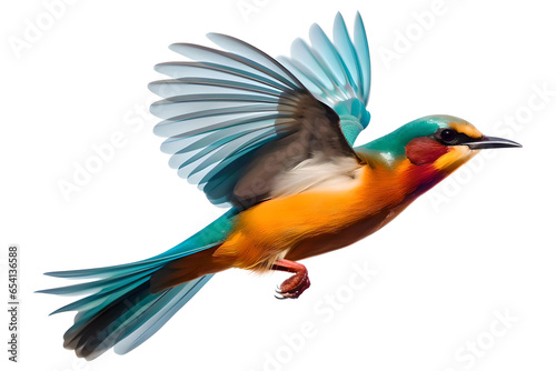 Cute Vivid Flying Bird Isolated On Transparent Background, Generative AI