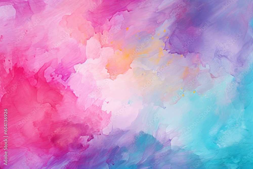 Vibrant watercolor and acrylic backdrop with messy paint splashes and wet effect. Lovely pastel design. Generative AI