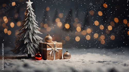 christmas background,gift box,christmas ball on tree © ausmile