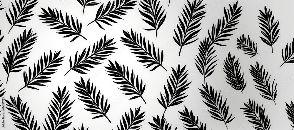 An abstract background image in a wide format, displaying intricate fir branch patterns against a clean white background, offering an elegant canvas for your design. Illustration An abstract background image in a wide format, displaying intricate fir branch patterns against a clean white background, offering an elegant canvas for your design. Illustration