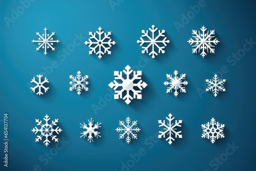 An abstract festive background image for Christmas, featuring delicate white snowflake patterns against a serene blue background, creating a holiday-inspired atmosphere. Illustration