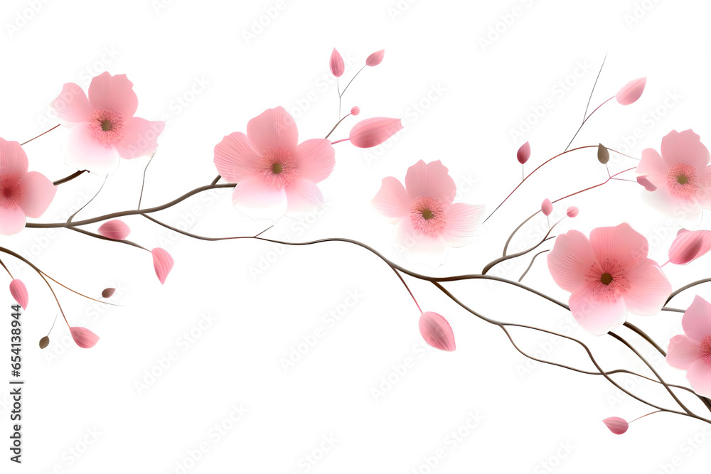 Pink Painted Flowers Isolated On a Transparent Background, Generative AI Pink Painted Flowers Isolated On a Transparent Background, Generative AI
