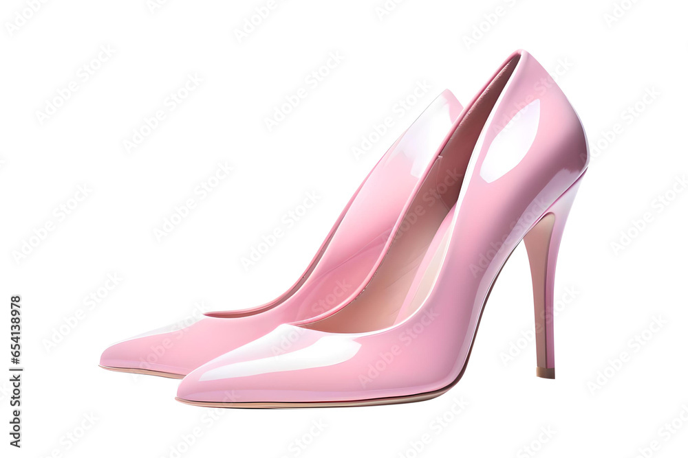 Pink Woman Shoes Isolated On Transparent Background, Generative AI Pink Woman Shoes Isolated On Transparent Background, Generative AI