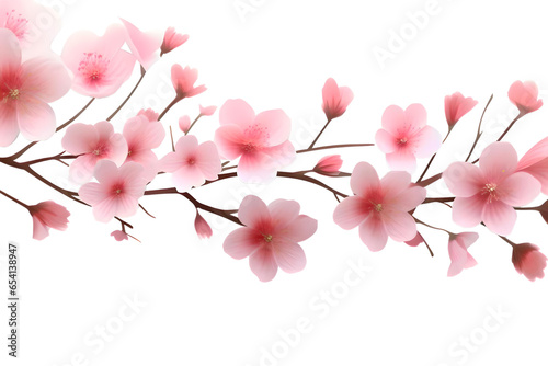 Pink Painted Flowers Isolated On a Transparent Background, Generative AI