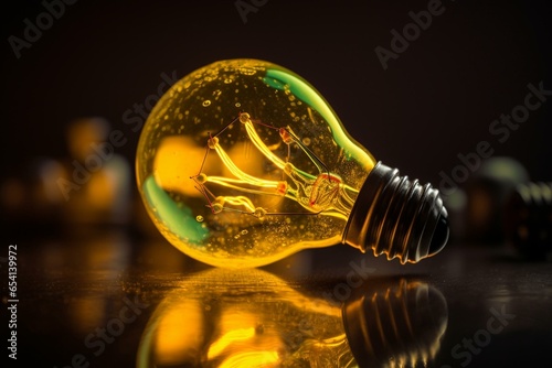 Distinctive yellow light bulb symbolizes creative ingenuity. Generative AI