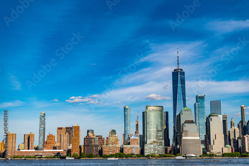 new york city. skyscraper building of nyc. ny urban city architecture. midtown manhattan and hudson river. metropolitan city. metropolis cityscape. new york downtown. manhattan skyline. copy space photo