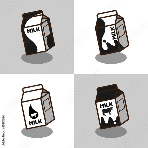 Four variants cow milk package